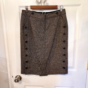 The Limited Tweed Pencil Skirt Size 6 Black Straight Knee Length Wool  E…